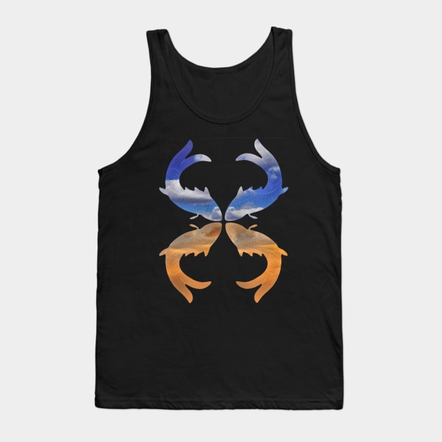 Blue Orange Sky Fish Tank Top by Geomhectic